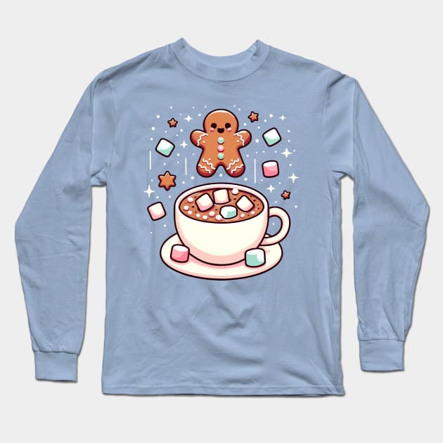 cute gingerbread cookies and hot chocolate Long Sleeve T-Shirt by Ferdi Everywhere